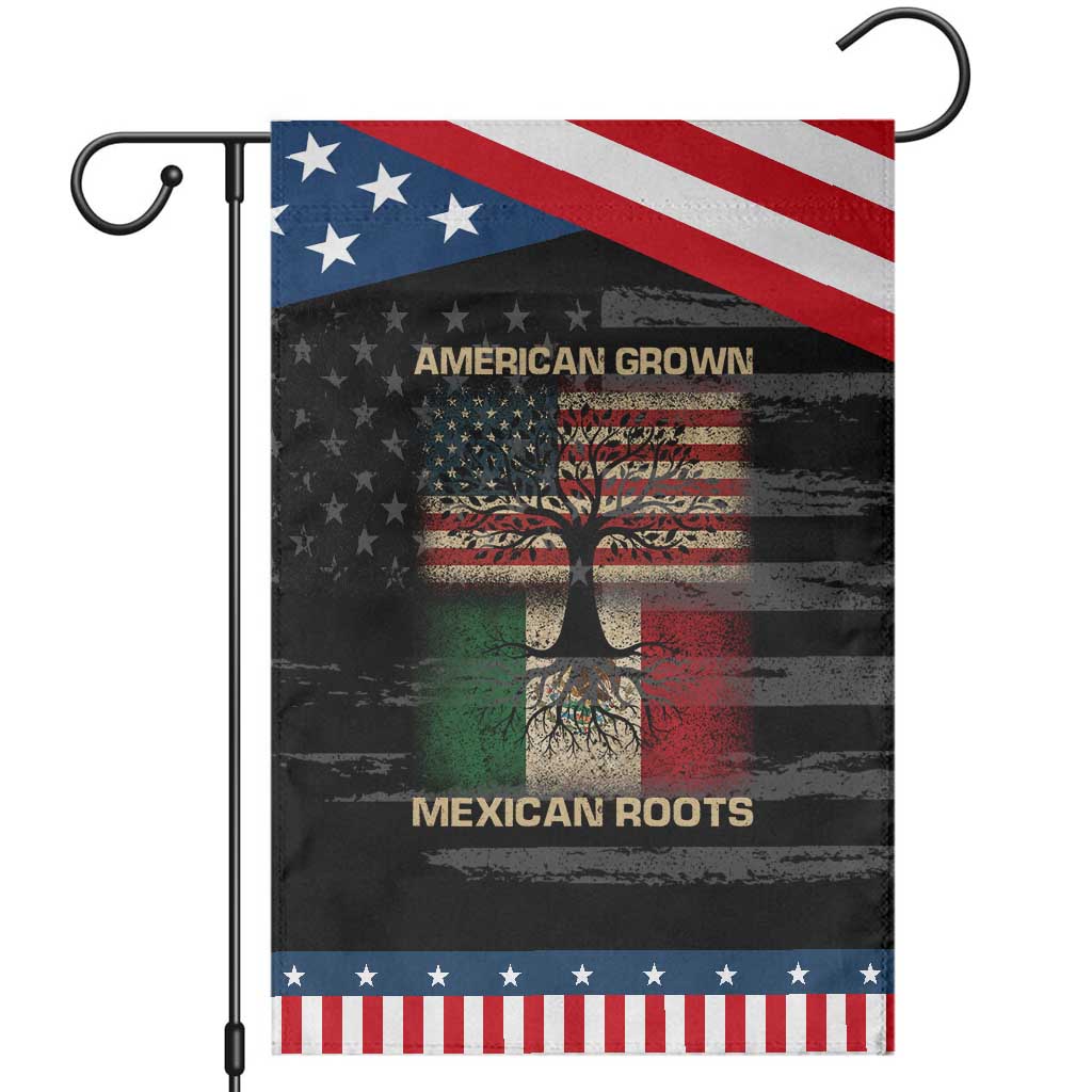 American Grown Mexican Roots Garden Flag Retro Mexico America Flag TS10 Distressed Black Blue Print Your Wear