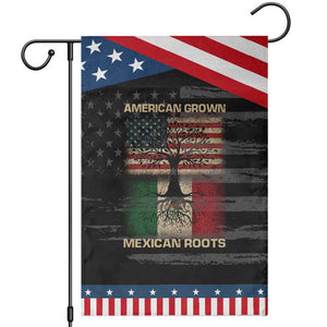 American Grown Mexican Roots Garden Flag Retro Mexico America Flag TS10 Distressed Black Blue Print Your Wear