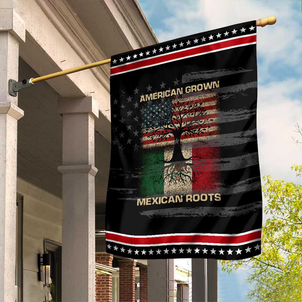 American Grown Mexican Roots Garden Flag Retro Mexico America Flag TS10 Distressed Black Red Print Your Wear