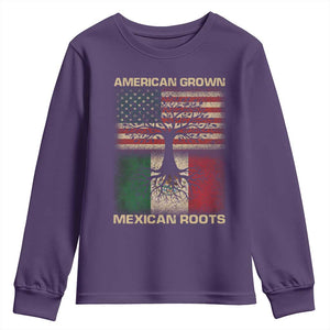 American Grown Mexican Roots Youth Sweatshirt Retro Mexico America Flag TS10 Purple Print Your Wear