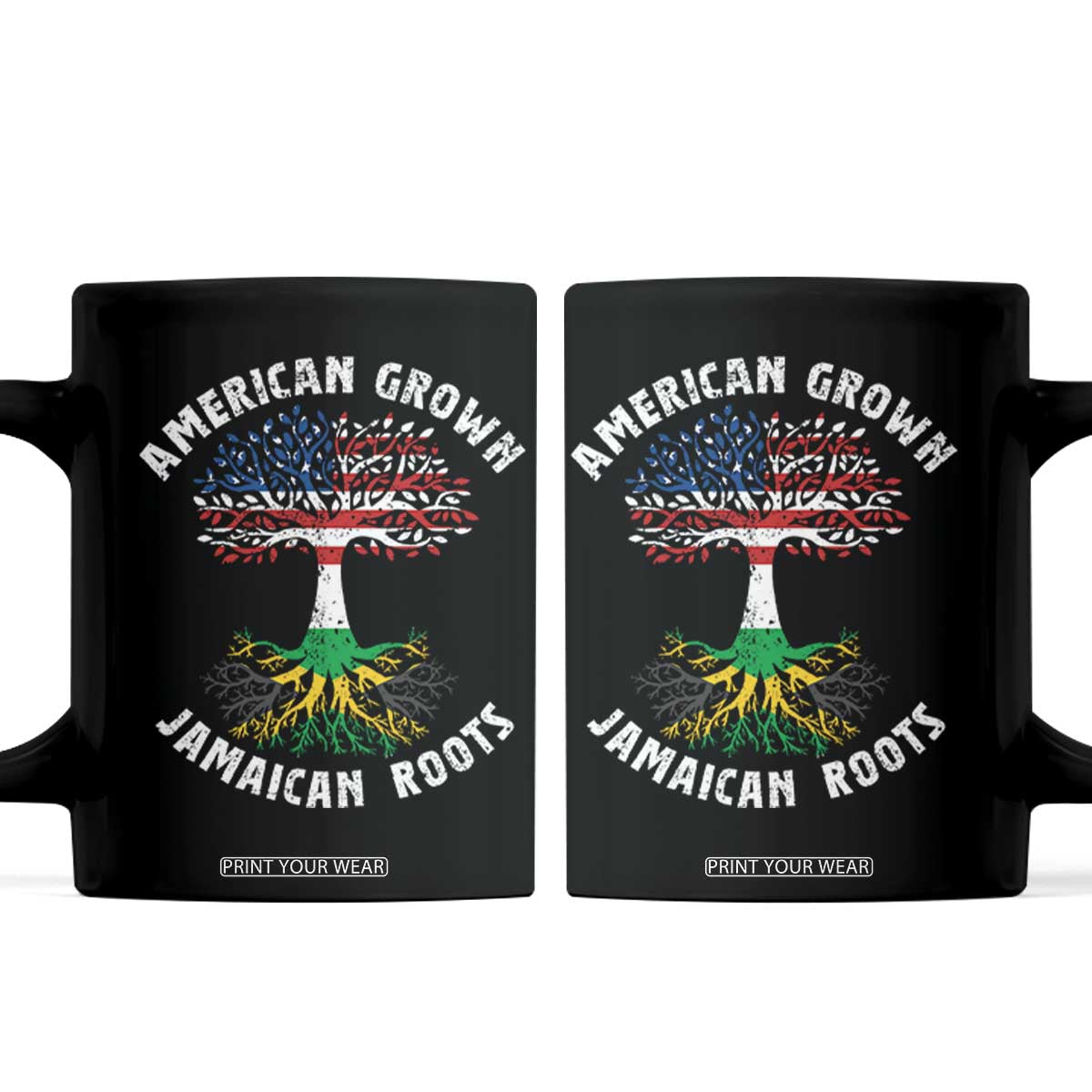 American Grown Jamaican Roots Coffee Mug Retro USA Jamaica Flag TS10 Black Print Your Wear