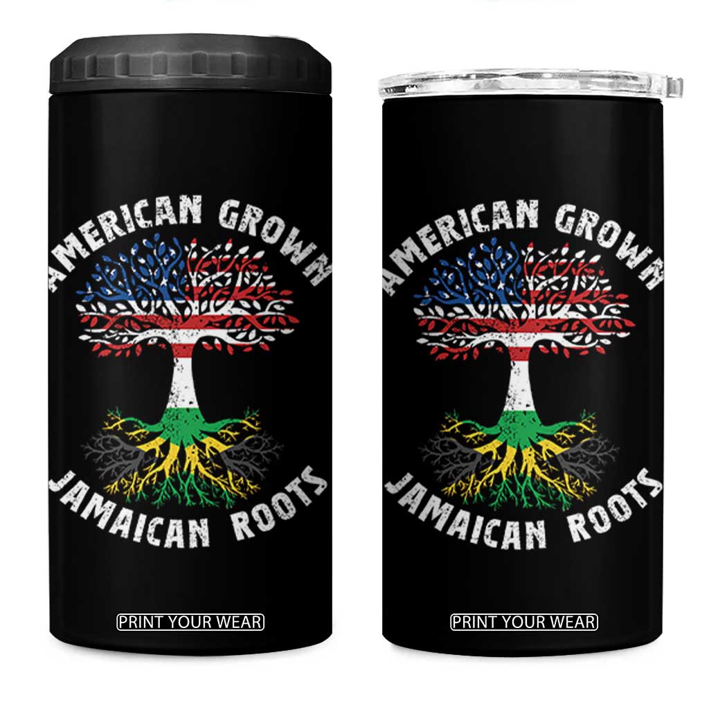 American Grown Jamaican Roots 4 in 1 Can Cooler Tumbler Retro USA Jamaica Flag TS10 One Size: 16 oz Black Print Your Wear