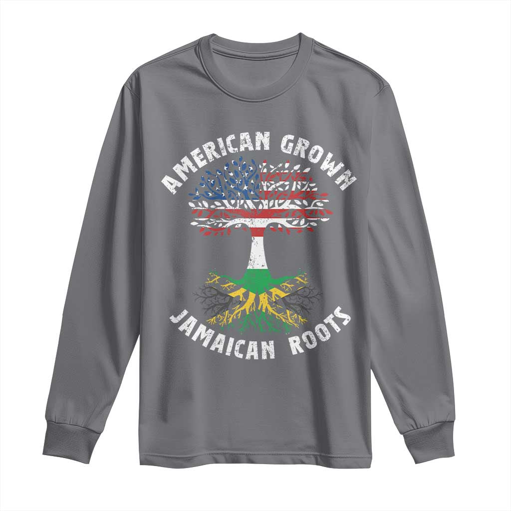 American Grown Jamaican Roots Long Sleeve Shirt Retro USA Jamaica Flag TS10 Charcoal Print Your Wear