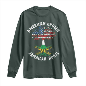 American Grown Jamaican Roots Long Sleeve Shirt Retro USA Jamaica Flag TS10 Dark Forest Green Print Your Wear