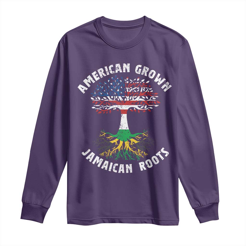 American Grown Jamaican Roots Long Sleeve Shirt Retro USA Jamaica Flag TS10 Purple Print Your Wear