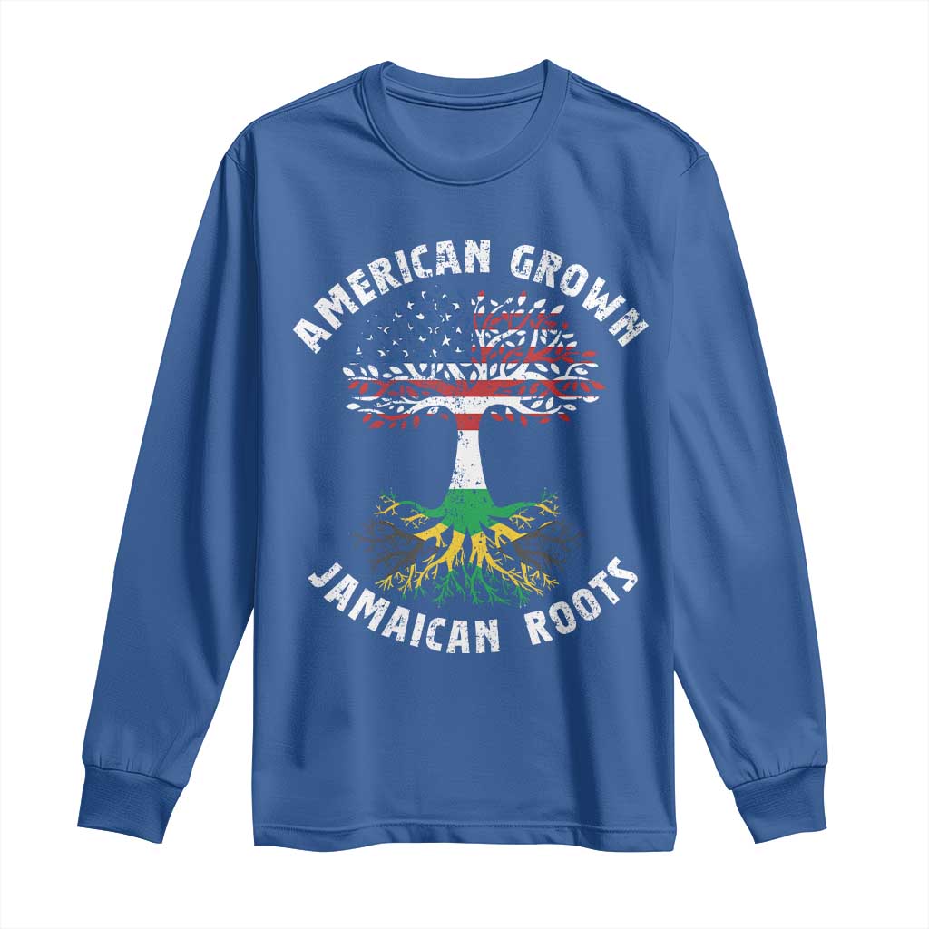 American Grown Jamaican Roots Long Sleeve Shirt Retro USA Jamaica Flag TS10 Royal Blue Print Your Wear