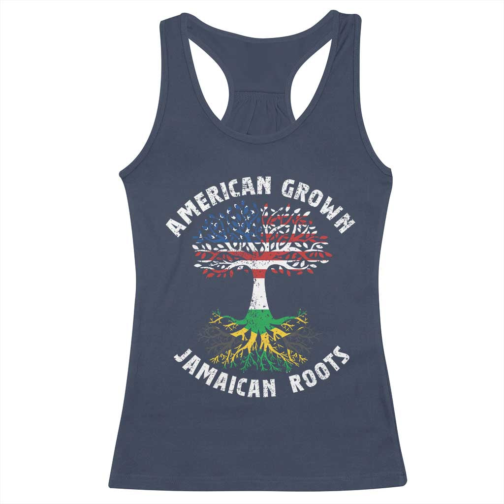 American Grown Jamaican Roots Racerback Tank Top Retro USA Jamaica Flag TS10 Navy Print Your Wear