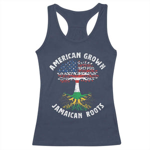 American Grown Jamaican Roots Racerback Tank Top Retro USA Jamaica Flag TS10 Navy Print Your Wear