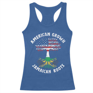 American Grown Jamaican Roots Racerback Tank Top Retro USA Jamaica Flag TS10 Royal Blue Print Your Wear