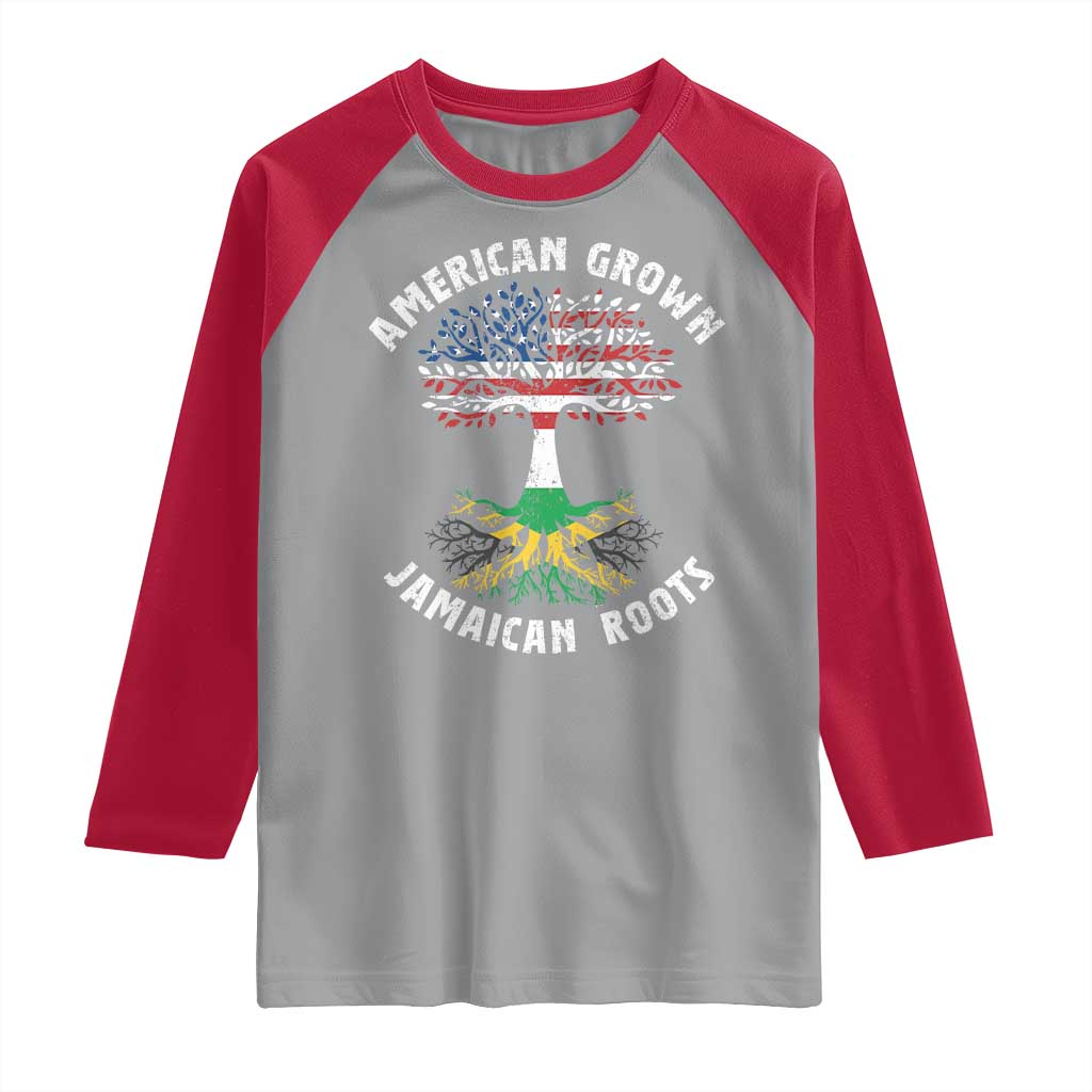 American Grown Jamaican Roots Raglan Shirt Retro USA Jamaica Flag TS10 Sport Gray Red Print Your Wear