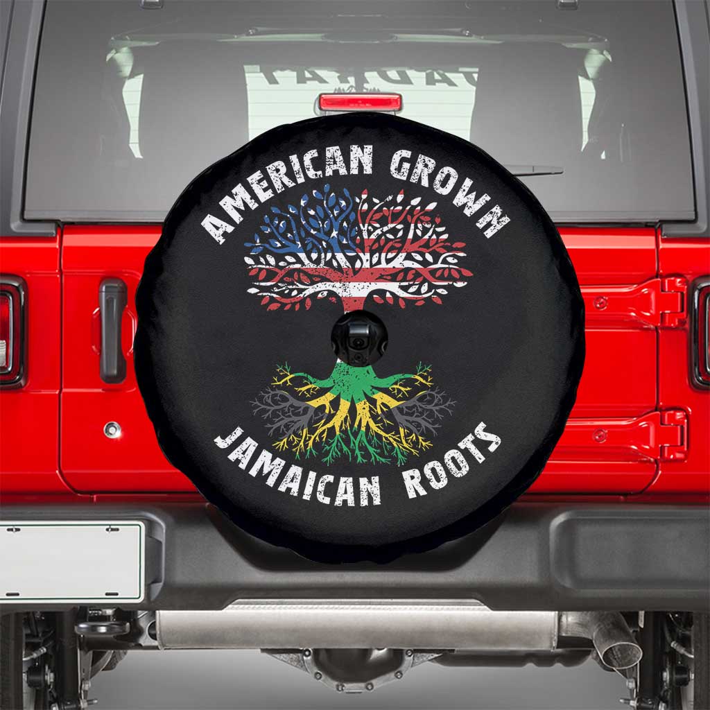 American Grown Jamaican Roots Spare Tire Cover Retro USA Jamaica Flag TS10 Black Print Your Wear