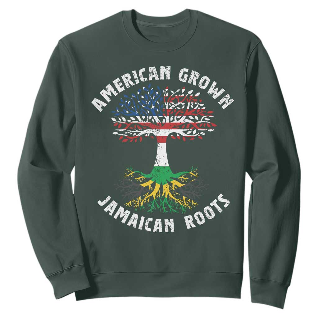 American Grown Jamaican Roots Sweatshirt Retro USA Jamaica Flag TS10 Dark Forest Green Print Your Wear