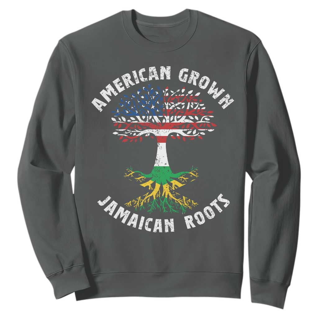 American Grown Jamaican Roots Sweatshirt Retro USA Jamaica Flag TS10 Dark Heather Print Your Wear