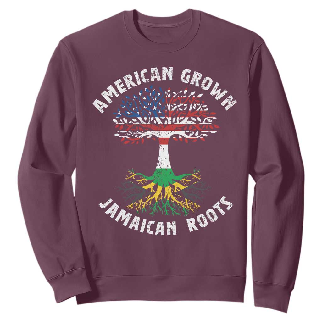 American Grown Jamaican Roots Sweatshirt Retro USA Jamaica Flag TS10 Maroon Print Your Wear