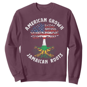 American Grown Jamaican Roots Sweatshirt Retro USA Jamaica Flag TS10 Maroon Print Your Wear