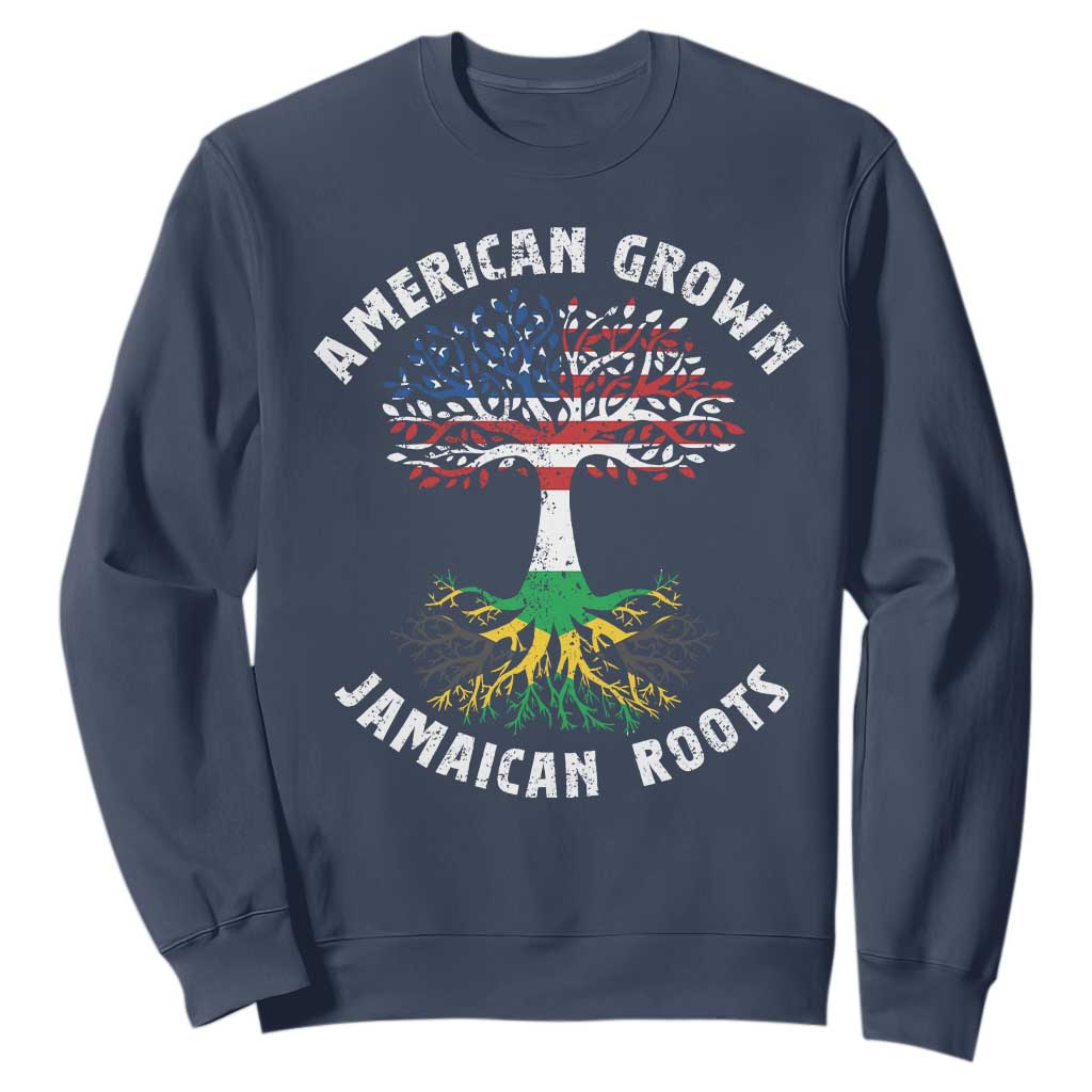 American Grown Jamaican Roots Sweatshirt Retro USA Jamaica Flag TS10 Navy Print Your Wear