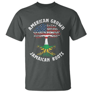 American Grown Jamaican Roots T Shirt Retro USA Jamaica Flag TS10 Dark Heather Print Your Wear