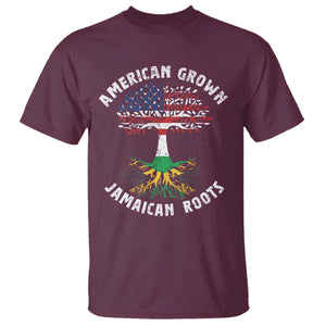 American Grown Jamaican Roots T Shirt Retro USA Jamaica Flag TS10 Maroon Print Your Wear