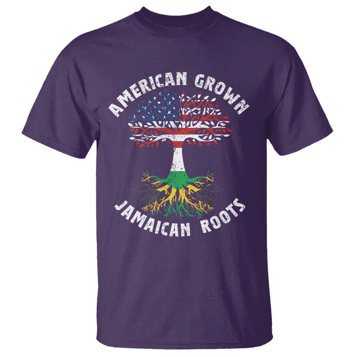 American Grown Jamaican Roots T Shirt Retro USA Jamaica Flag TS10 Purple Print Your Wear