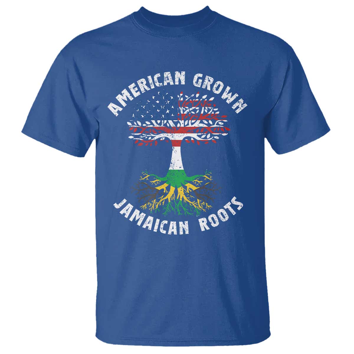 American Grown Jamaican Roots T Shirt Retro USA Jamaica Flag TS10 Royal Blue Print Your Wear
