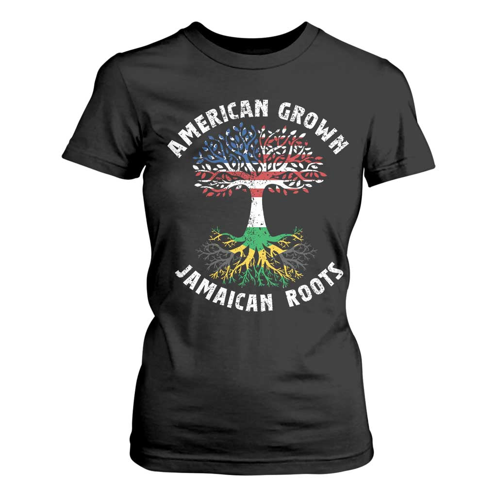 American Grown Jamaican Roots T Shirt For Women Retro USA Jamaica Flag TS10 Black Print Your Wear