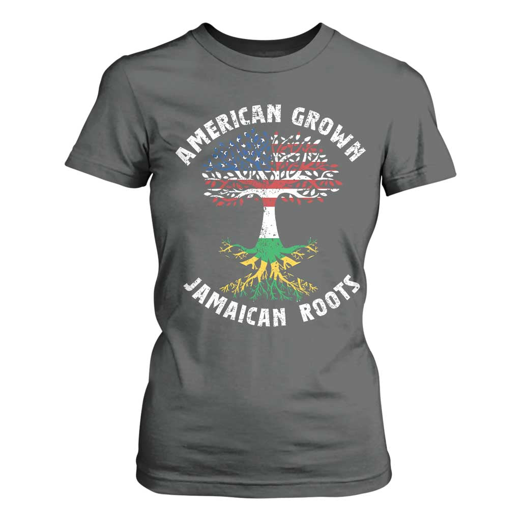 American Grown Jamaican Roots T Shirt For Women Retro USA Jamaica Flag TS10 Dark Heather Print Your Wear