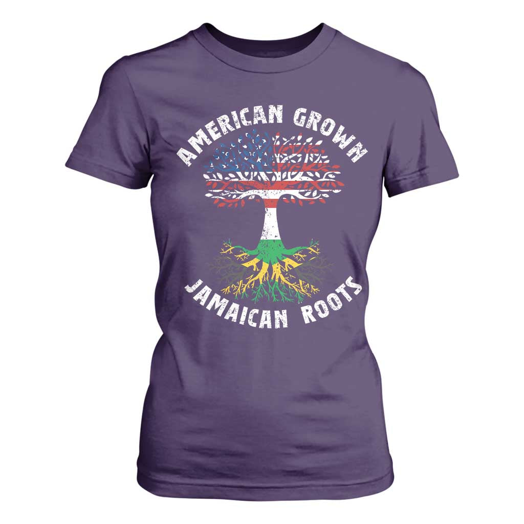American Grown Jamaican Roots T Shirt For Women Retro USA Jamaica Flag TS10 Purple Print Your Wear