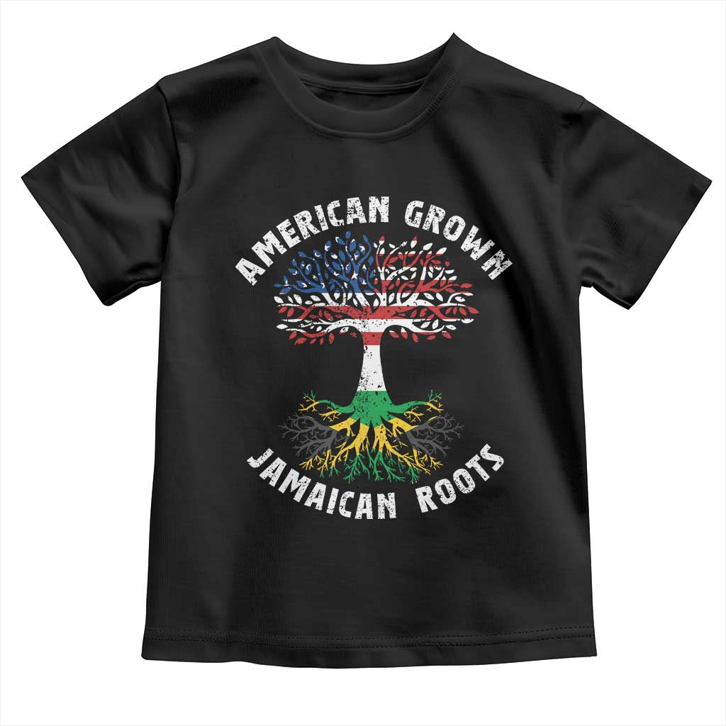 American Grown Jamaican Roots Toddler T Shirt Retro USA Jamaica Flag TS10 Black Print Your Wear