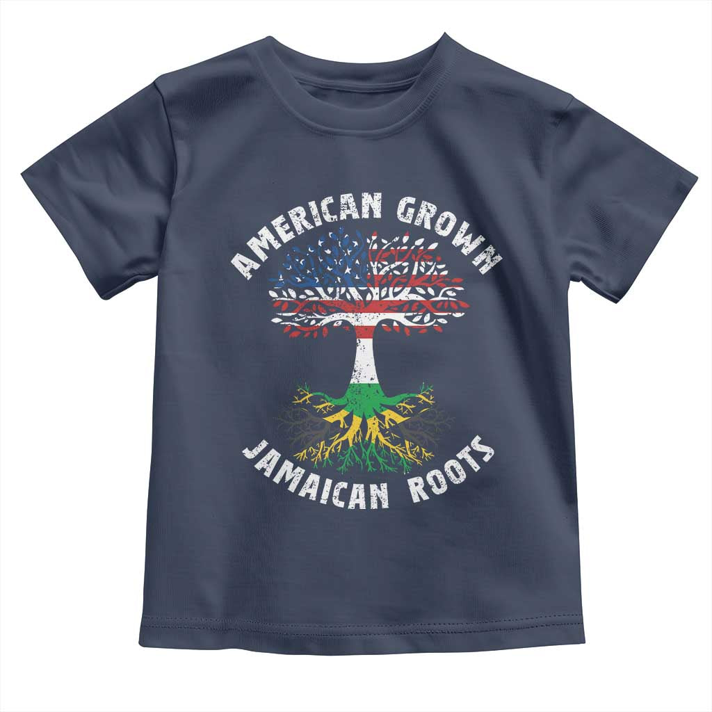 American Grown Jamaican Roots Toddler T Shirt Retro USA Jamaica Flag TS10 Navy Print Your Wear