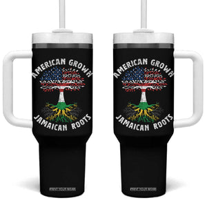 American Grown Jamaican Roots Tumbler With Handle Retro USA Jamaica Flag TS10 One Size: 40 oz Black Print Your Wear