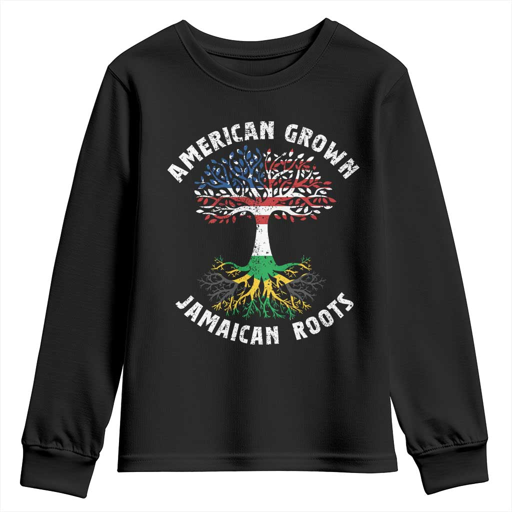 American Grown Jamaican Roots Youth Sweatshirt Retro USA Jamaica Flag TS10 Black Print Your Wear