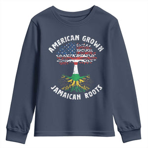 American Grown Jamaican Roots Youth Sweatshirt Retro USA Jamaica Flag TS10 Navy Print Your Wear