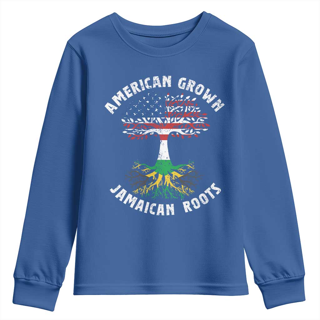 American Grown Jamaican Roots Youth Sweatshirt Retro USA Jamaica Flag TS10 Royal Blue Print Your Wear