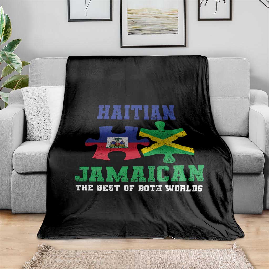 Haitian Jamaican Roots Throw Blanket Haiti Jamaica Combo Puzzle TS10 Print Your Wear