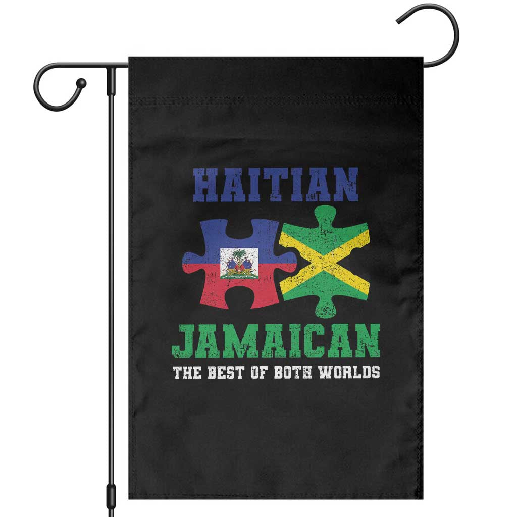 Haitian Jamaican Roots Garden Flag Haiti Jamaica Combo Puzzle TS10 Black Print Your Wear