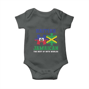 Haitian Jamaican Roots Baby Onesie Haiti Jamaica Combo Puzzle TS10 Dark Heather Print Your Wear