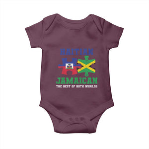 Haitian Jamaican Roots Baby Onesie Haiti Jamaica Combo Puzzle TS10 Maroon Print Your Wear