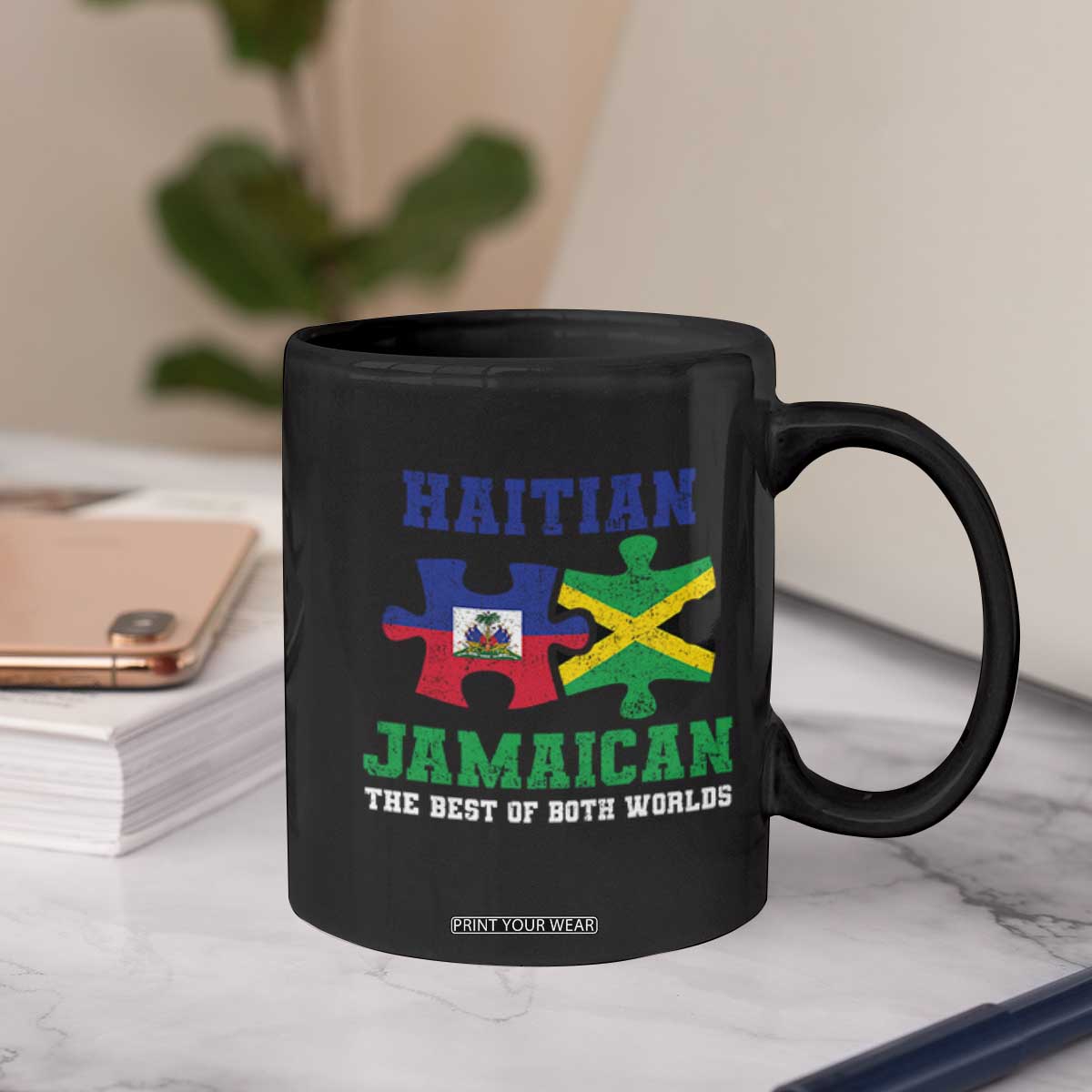 Haitian Jamaican Roots Coffee Mug Haiti Jamaica Combo Puzzle TS10 Print Your Wear