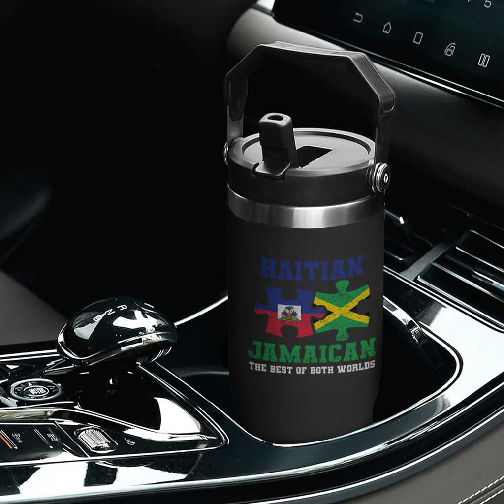 Haitian Jamaican Roots Flip Straw Tumbler Haiti Jamaica Combo Puzzle TS10 Print Your Wear