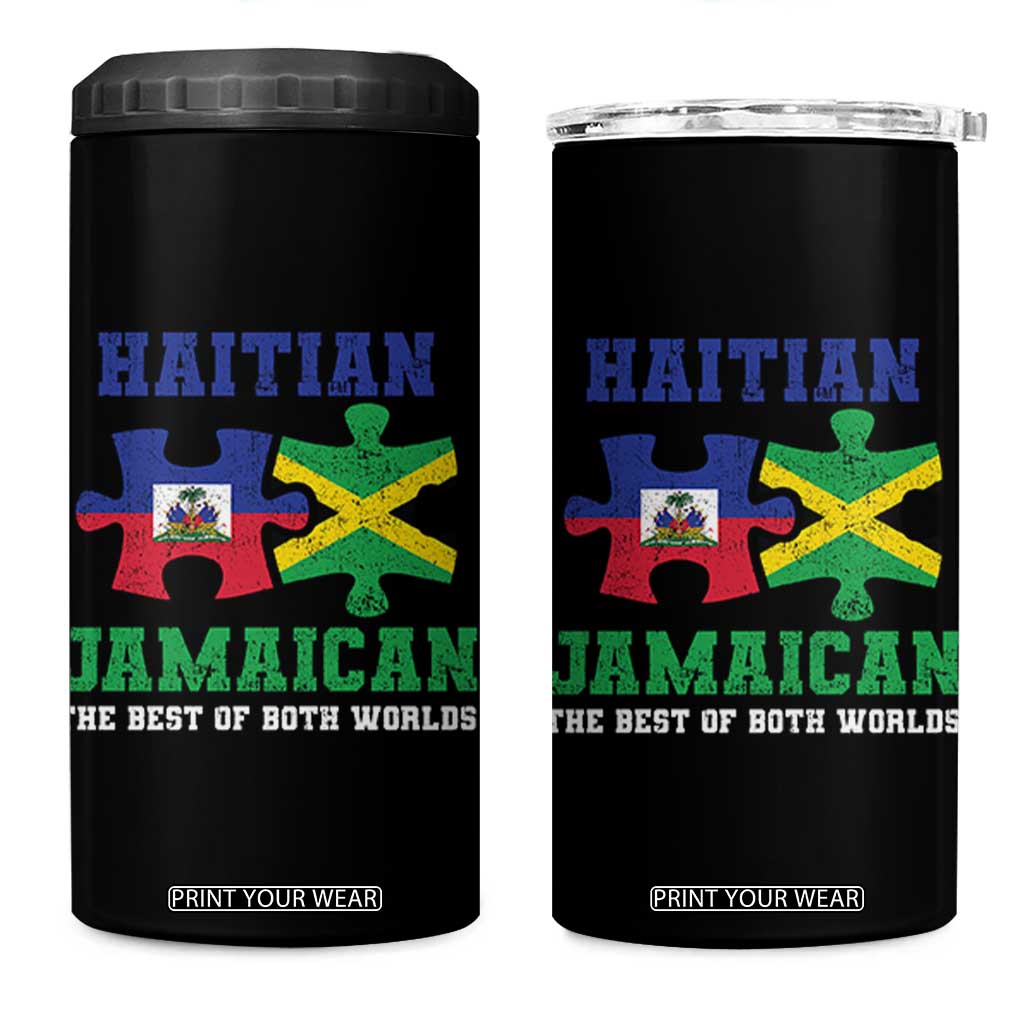 Haitian Jamaican Roots 4 in 1 Can Cooler Tumbler Haiti Jamaica Combo Puzzle TS10 One Size: 16 oz Black Print Your Wear