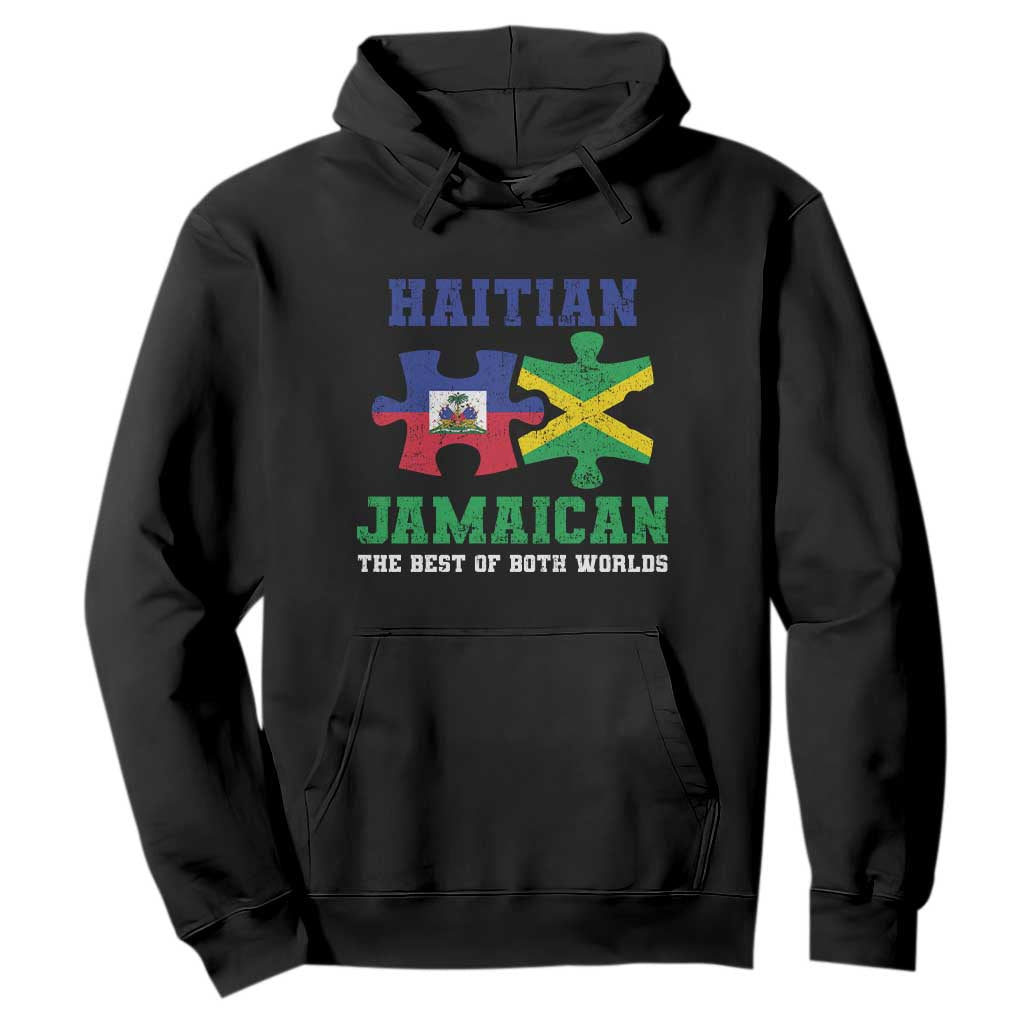 Haitian Jamaican Roots Hoodie Haiti Jamaica Combo Puzzle TS10 Black Print Your Wear