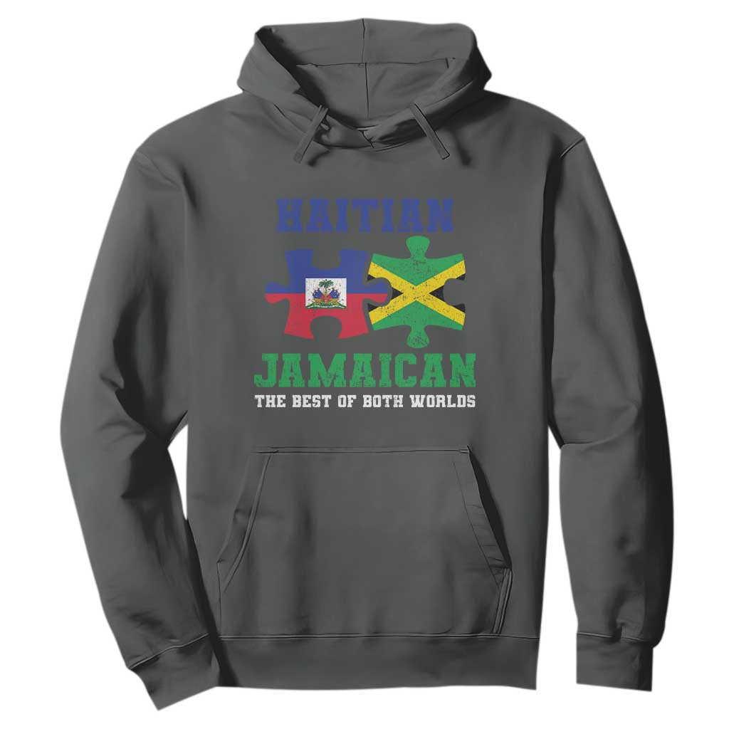 Haitian Jamaican Roots Hoodie Haiti Jamaica Combo Puzzle TS10 Dark Heather Print Your Wear