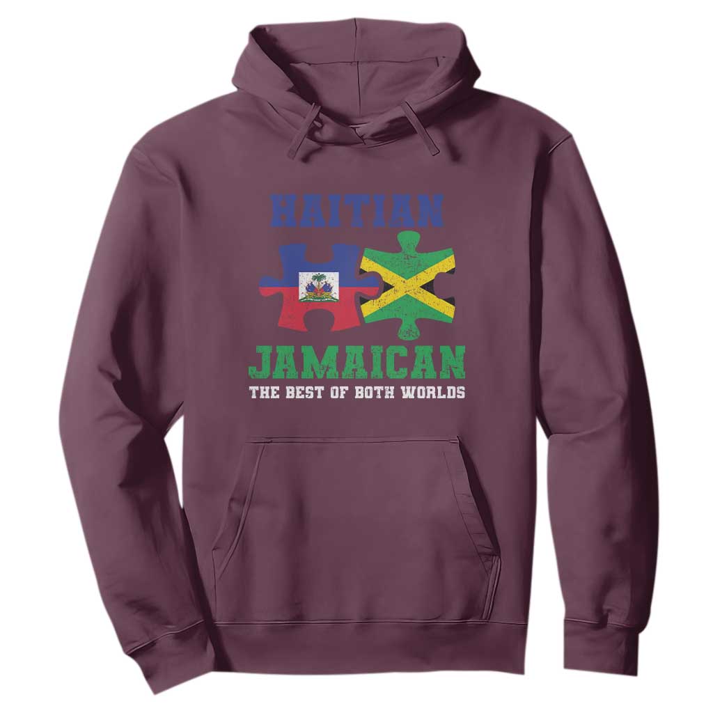 Haitian Jamaican Roots Hoodie Haiti Jamaica Combo Puzzle TS10 Maroon Print Your Wear