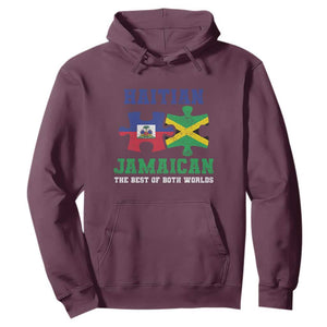 Haitian Jamaican Roots Hoodie Haiti Jamaica Combo Puzzle TS10 Maroon Print Your Wear