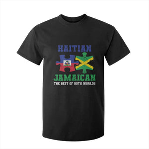Haitian Jamaican Roots T Shirt For Kid Haiti Jamaica Combo Puzzle TS10 Black Print Your Wear
