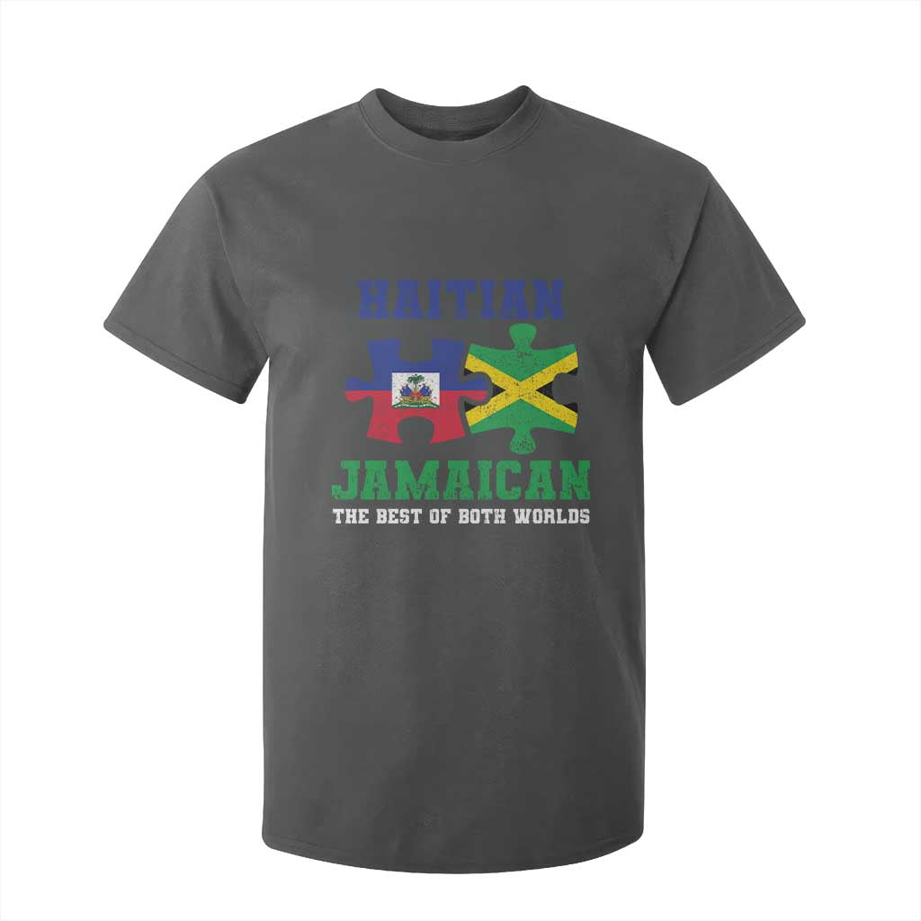Haitian Jamaican Roots T Shirt For Kid Haiti Jamaica Combo Puzzle TS10 Dark Heather Print Your Wear