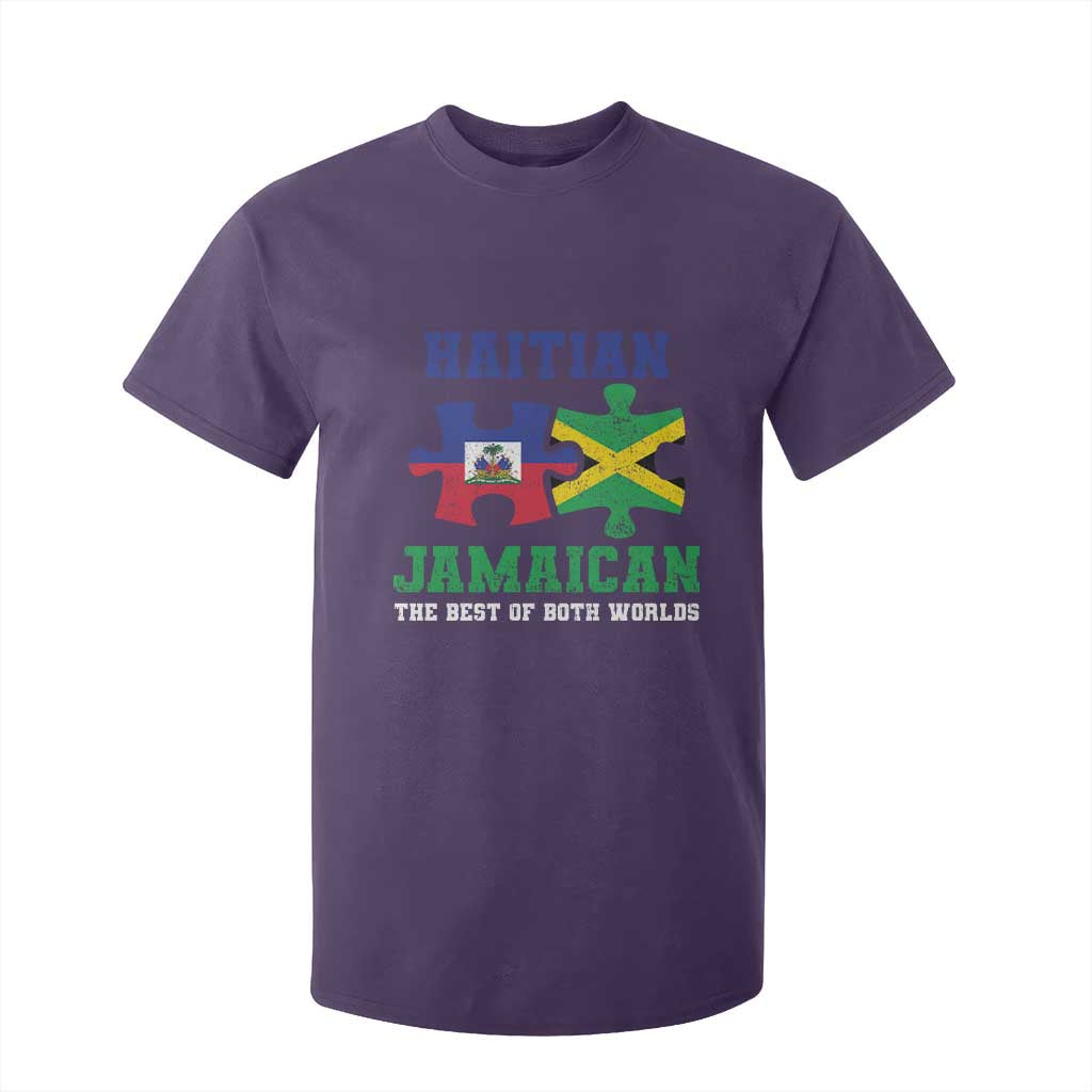 Haitian Jamaican Roots T Shirt For Kid Haiti Jamaica Combo Puzzle TS10 Purple Print Your Wear