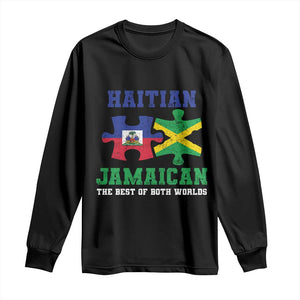 Haitian Jamaican Roots Long Sleeve Shirt Haiti Jamaica Combo Puzzle TS10 Black Print Your Wear