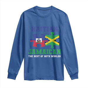 Haitian Jamaican Roots Long Sleeve Shirt Haiti Jamaica Combo Puzzle TS10 Royal Blue Print Your Wear