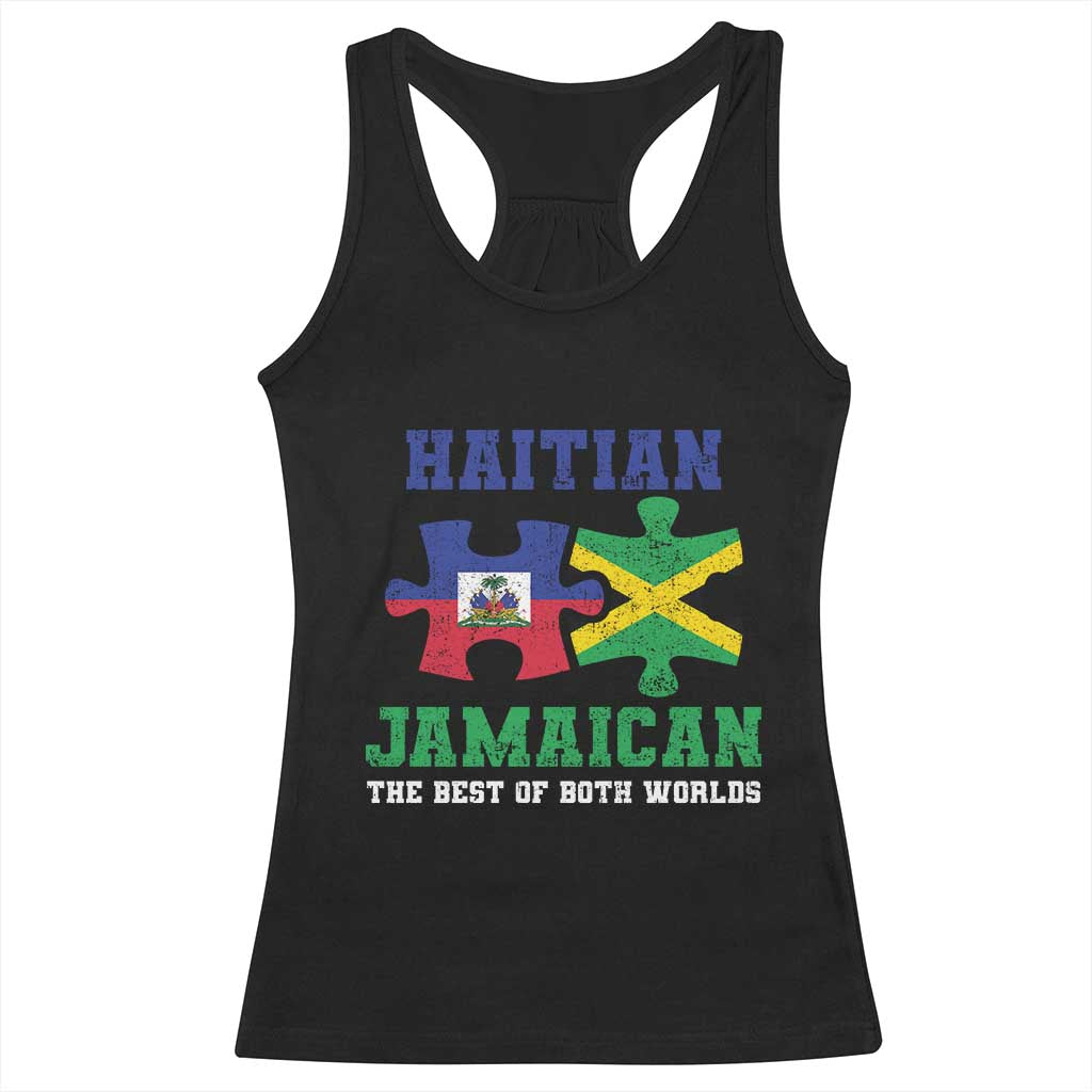 Haitian Jamaican Roots Racerback Tank Top Haiti Jamaica Combo Puzzle TS10 Black Print Your Wear